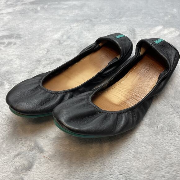 Tieks by Gavrieli Ballet Flats Womens 10 Matte Black Leather Pull On Foldable US - Picture 1 of 9